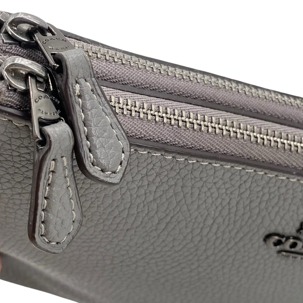 Coach Double Zip Wallet/Wristlet Gray‎ Leather 54052 - Picture 6 of 16